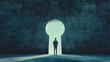 © Heng Heng - AI Stock - Person standing before a giant metaphorical keyhole symbolizing the key to unlocking success achievement and personal growth  The image represents the concept of opportunity potential