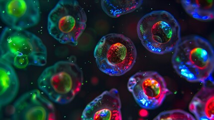 Aufkleber - Multicolored stem cells illuminated under lab light
