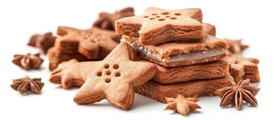 Poster - Sweet gingerbread with filling Delicious and fresh On a white background Close up. with copy space image. Place for adding text or design