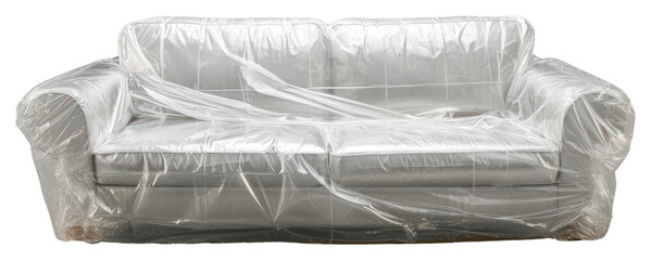 Canvas Print - PNG  Plastic wrapping over sofa furniture loveseat recliner.