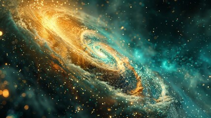Poster - Swirling vibrant particles in a cosmic background