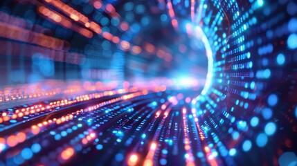Fototapete - Technological matrix with light trails