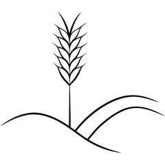 vector wheat field swaying in line art