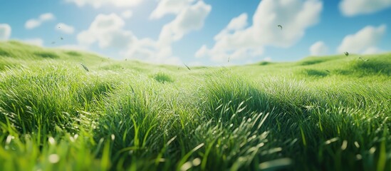 Aufkleber - Green grass moving with the wind. with copy space image. Place for adding text or design