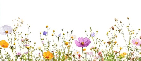 Wall Mural - lovely wildflowers on a white background. with copy space image. Place for adding text or design