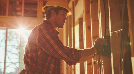 The construction worker wiring