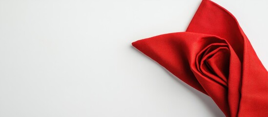 Fototapete - Red napkin set against a white background Copy space