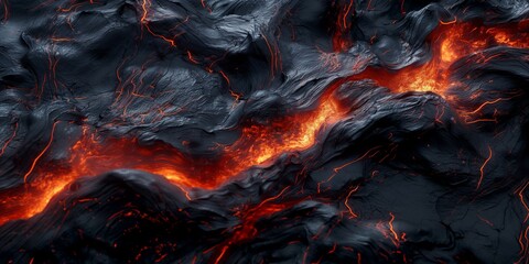 Wall Mural - Abstract background with volcanic lava and gradient black background with light texture.