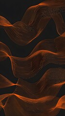 Orange Radio Frequency Waves on Black Background, Abstract Image, Texture, Pattern, Wallpaper, Cover and Screen of Smartphone, Cell Phone, Computer, Laptop, 9:16 and 16:9 Format