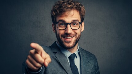 Canvas Print - Businessman making a suggestion by pointing 