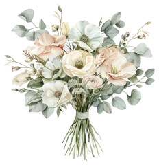 Poster - PNG Elegant watercolor floral bouquet illustration