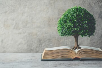 a symbolic representation of knowledge and growth, featuring a vibrant tree emerging from an open bo
