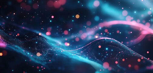 Wall Mural - abstract digital background featuring vibrant waves and colorful particles in a mesmerizing display 