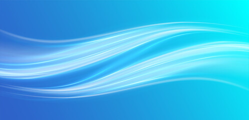 Wall Mural - soft blue curved lines of fresh smell. 3d glossy waves. waves showing a stream of clean fresh air.
