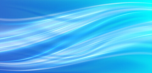Wall Mural - soft blue curved lines of fresh smell. 3d glossy waves. waves showing a stream of clean fresh air.