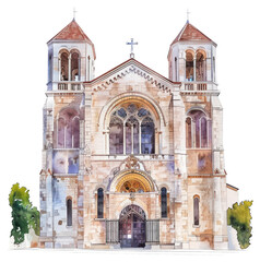 Sticker - PNG Detailed watercolor church illustration