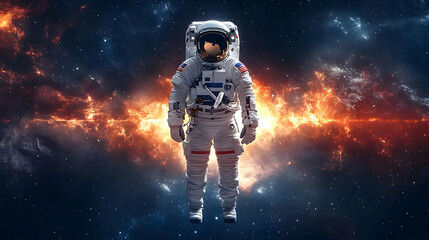 Wall Mural - An astronaut floats in space, surrounded by a nebula.