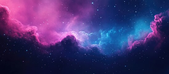 Aufkleber - Dark sky blue and purple nebula watercolor background illustration in 3D cartoon rendering