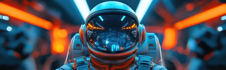Aufkleber - Cartoon rendering in 3D of a space pioneer Mixed media