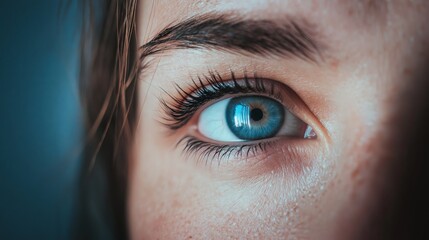 Poster - Close-up of a blue eye, showing detail and sharp focus on the iris.

