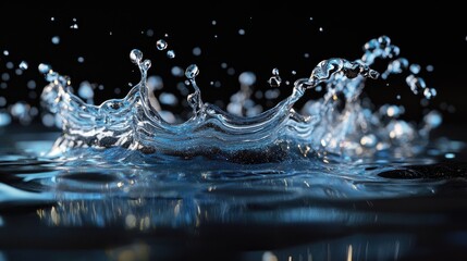 Aufkleber - Splashing water in a 3D cartoon rendering against a black background