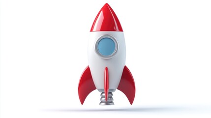 Aufkleber - Isolated rocket symbol in 3D cartoon rendering Illustration on a white background
