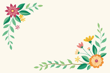 Wall Mural - Summer Floral Vector Illustration with flowers and leaves on white background