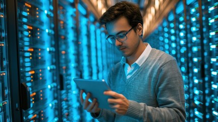 the technician in data center
