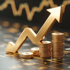 Wall Mural - 3d arrow of money rising trend interest percentage increase, deposit. excellent investing business g