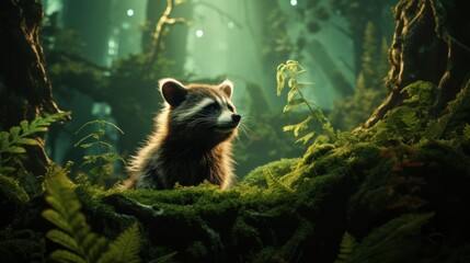 Poster - Raccoon in a Mystical Forest