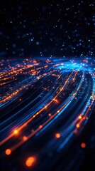 Leinwandbilder - Abstract glowing fiber optic light trails showcasing technology, data transfer, speed, connectivity, and future network concepts.