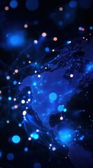 Leinwandbilder - Abstract digital world map background with glowing blue dots and lines, representing global network, technology, and communication.