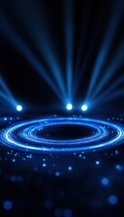 Fototapete - Abstract blue lights and circular pattern, creating a futuristic and dynamic visual effect. Ideal for technology or digital-themed backgrounds.