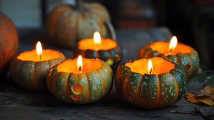 Wall Mural - Candle lit Halloween Pumpkins 