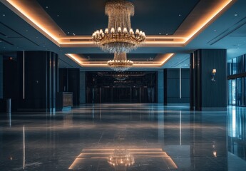 Canvas Print - Grand Lobby Interior with Chandelier