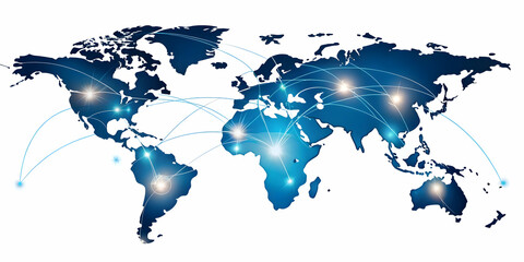 Flat Hovering digital map with connected nodes on an isolated white background concept as A digital map floating mid air with connected nodes glowing softly all isolated against a white background. Th