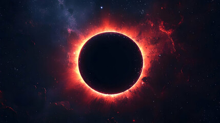Wall Mural - black hole with fiery corona in space.