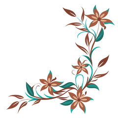 Wall Mural - Colorful floral Corner Design Vector illustration in flat style , isolated in whote background