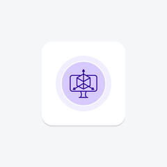 Sticker - Expanding computer knowledge purple line icon on a colorful circle, stylish icon, ai illustrator file