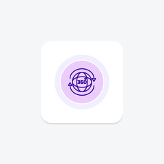 360 earth view purple line icon on a colorful circle, stylish icon, ai illustrator file