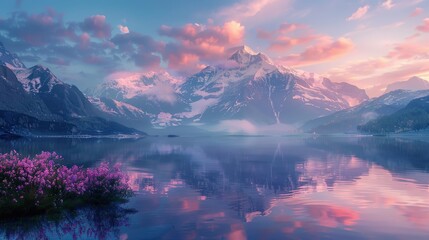 Poster - Mountain Lake at Dawn