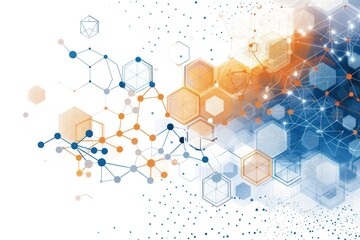 A colorful image of a network of hexagons and dots