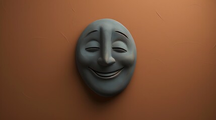 Wall Mural - A cheerful grey face against a brown backdrop