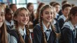© liliyabatyrova - A group of young girls are sitting in a classroom, smiling