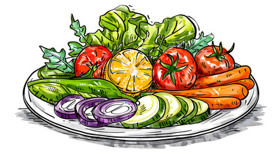 fruits and vegetable herbal concept  for background or 2d illustrator cartoon.