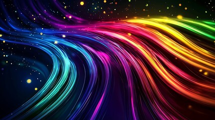 Wall Mural - colored electric cables and led. optical fiber, intense colors, background for technology image and new business trends