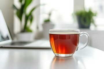 Poster - A Cup of Tea on a White Table