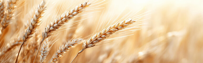 Wall Mural - Wheat stalks gently swaying on a warm beige background, with clean lines and ample space for text