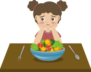 kids dont want to eat vegetable illustration 