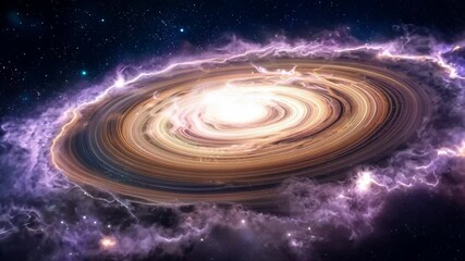 Wall Mural - Exploring the spiral galaxy surrounded by cosmic clouds at night in the vast universe
